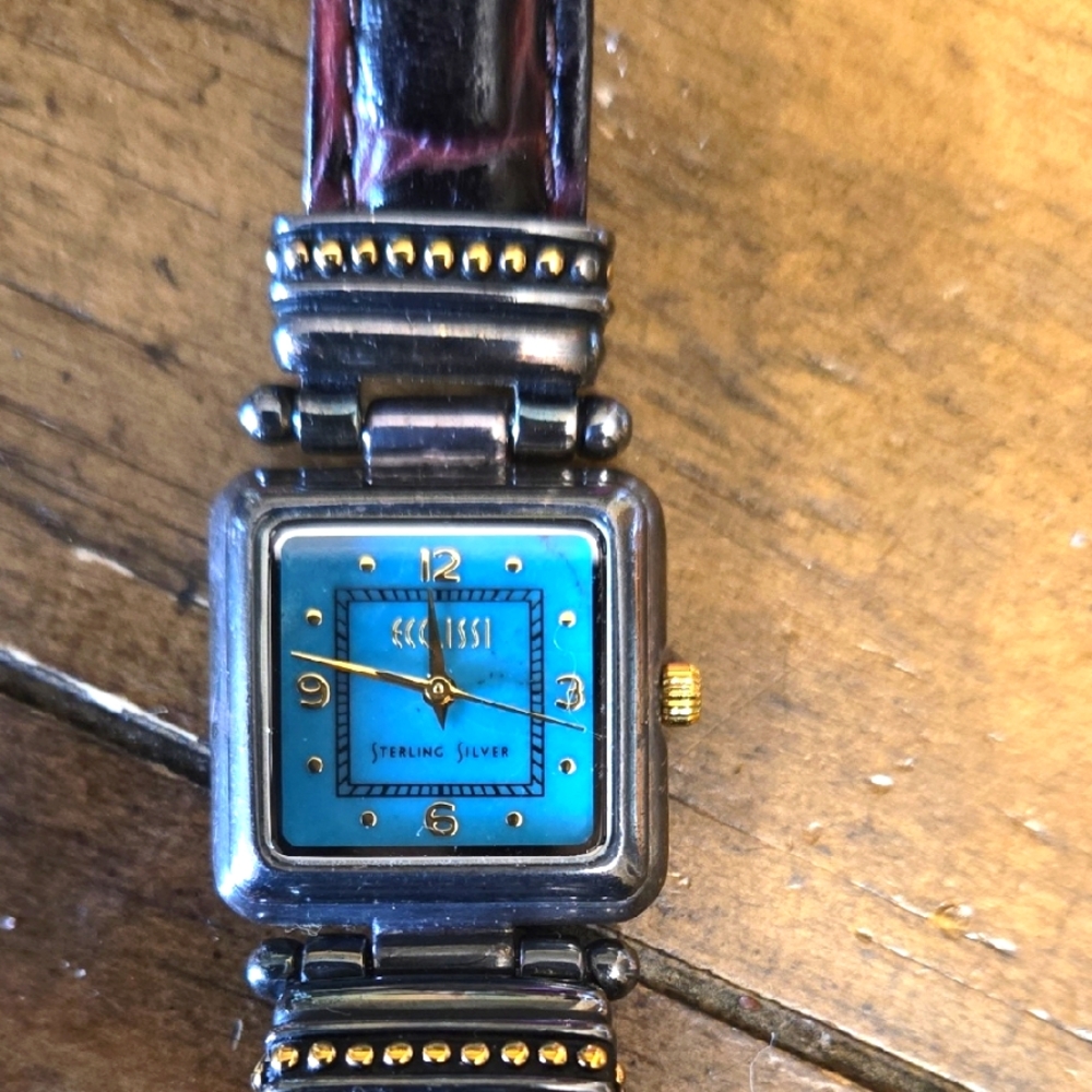 Ecclissi Sterling Silver and Gold Square Face Watch